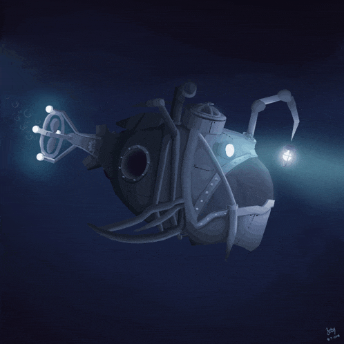 a drawing of a submarine with a light on it is dated july 8th 2014