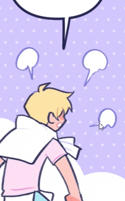 a cartoon drawing of a boy with speech bubbles around him
