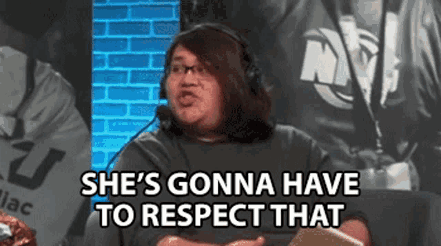 a man wearing headphones says she 's gonna have to respect that while sitting on a couch