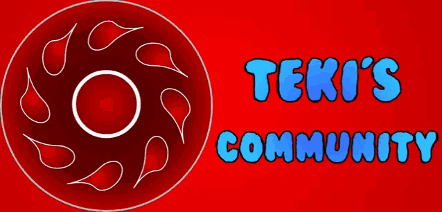 a red background with the words " teki 's community "