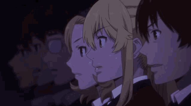a group of anime characters with their mouths open in shock