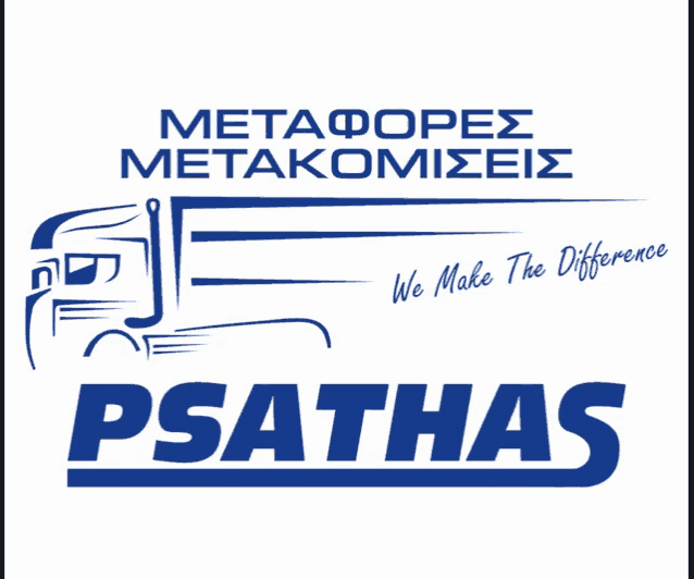a logo for a company called psathas with a truck on it