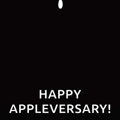 an apple logo with the words happy appleversary
