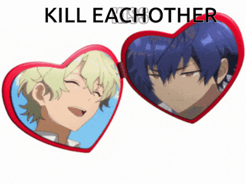 a picture of two anime characters with the words " kill eachother " below them