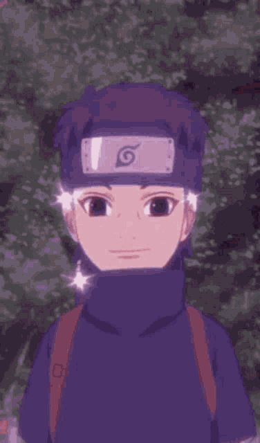 a close up of a person 's face with purple background .