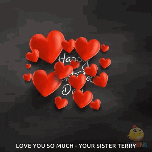 a happy valentine 's day greeting card with red hearts