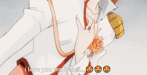 a cartoon character says i love you mr beast