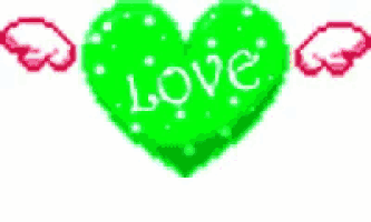 a pixel art heart with the word love written on it