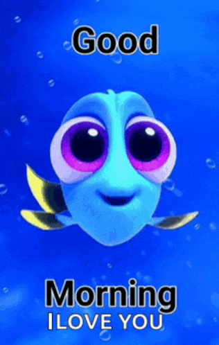 a cartoon fish with big eyes is swimming in the ocean .