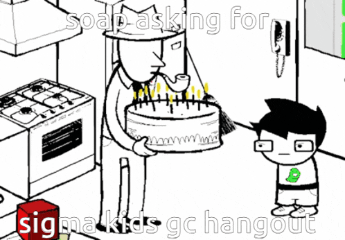 a cartoon of a man holding a birthday cake with candles