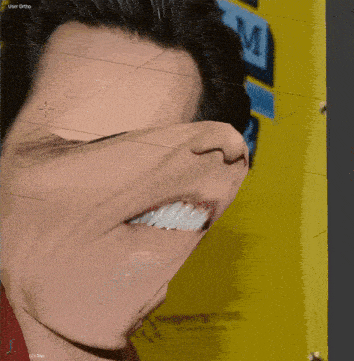 a close up of a man 's face with the word user ortho on the bottom left