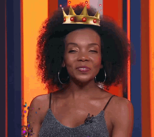 a woman wearing a crown on her head