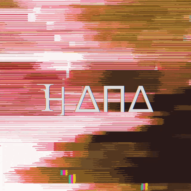 a pink and brown background with the word hana in white letters