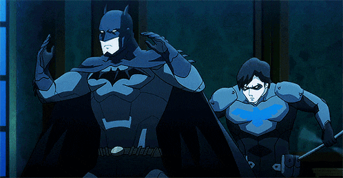 a cartoon of a man in a blue suit with a blue bird on his chest
