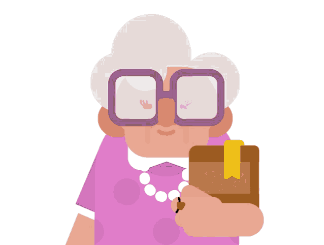 a cartoon illustration of an elderly woman holding a book that says how to kill a kid