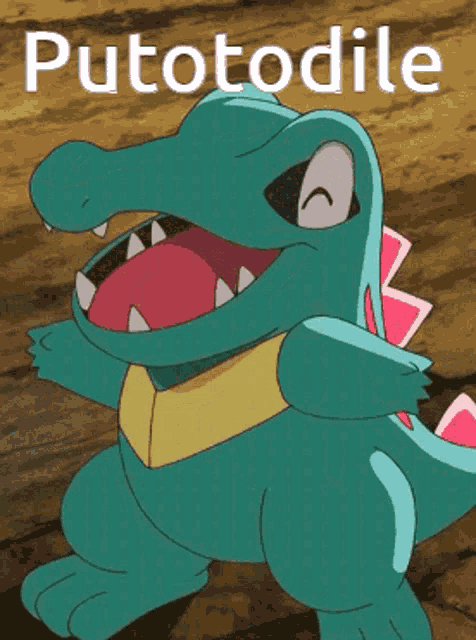 a picture of a crocodile with its mouth open and the word putotodle written above it