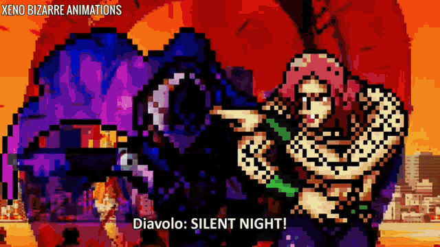 a pixel art drawing of diavolo silent night