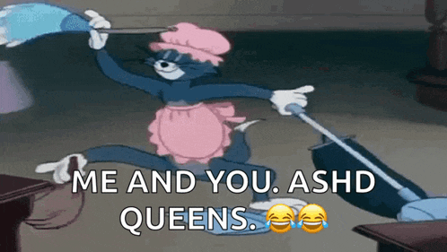 a cartoon of tom and jerry saying " me and you ashed queens "