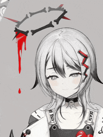 a black and white drawing of a girl with a crown of bones on her head