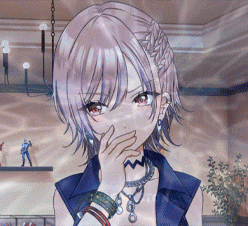 a drawing of a girl covering her mouth with her hand in a room