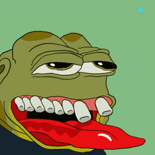 a cartoon of a frog with his mouth open and his tongue hanging out