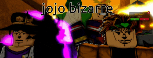 jojo bizarre is written on a poster with a cartoon character