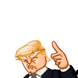 a cartoon of donald trump giving a thumbs down sign