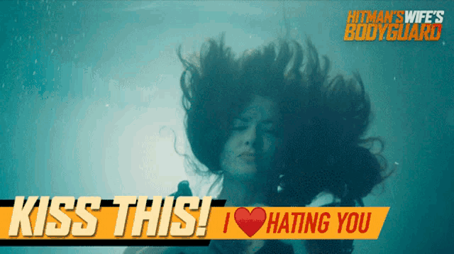 a poster for hitman 's wife 's bodyguard shows a woman swimming underwater