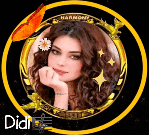 a picture of a woman in a yellow circle with the words harmony on it