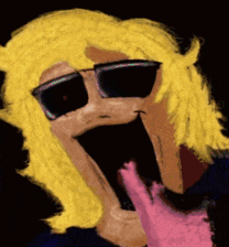 a drawing of a person wearing sunglasses and making a funny face