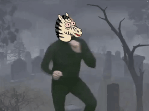 a cartoon of a man with a zebra head