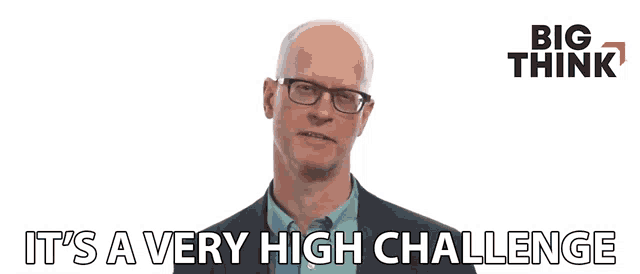 a bald man wearing glasses and a suit says " it 's a very high challenge "