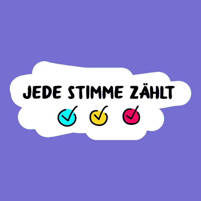 a sticker that says " jede stimme zählt " with three check marks
