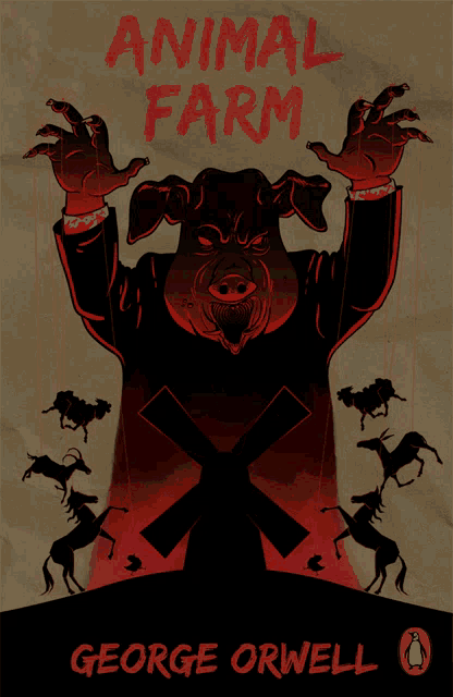 a book called animal farm by george orwell with a pig on the cover