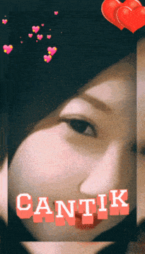 a picture of a woman with the word cantik written on it