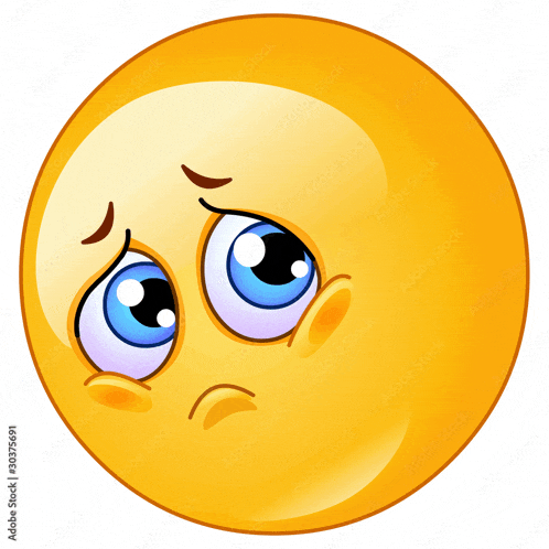 a yellow smiley face with a sad look on its face