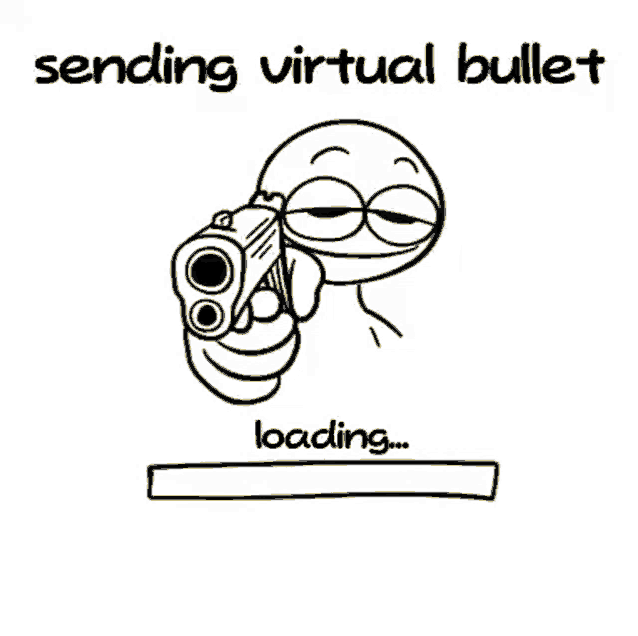 a cartoon of a man holding a gun with a loading bar next to it .