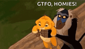 a lion and a baboon from the lion king are standing next to each other on a hill .