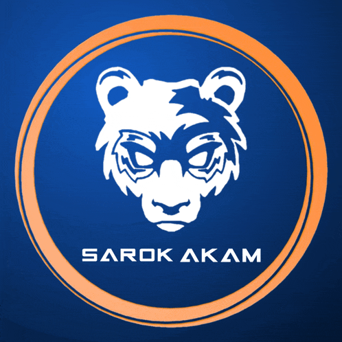 a logo for sarok akam with a tiger face