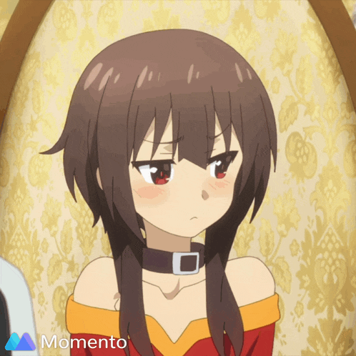 a picture of a girl with a momento logo on the bottom right