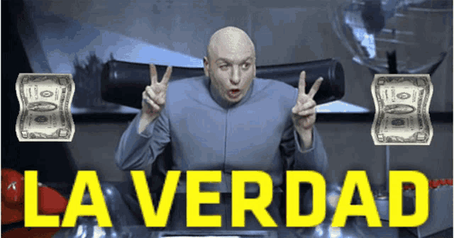 a bald man is giving a peace sign in front of the word la verdad