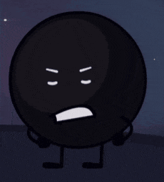 a black cartoon character with a surprised face