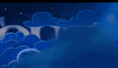 a cartoon drawing of a crescent moon with the letter t in the background