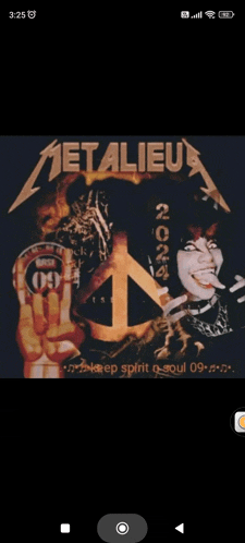 a metallica poster shows a peace sign and the year 2024