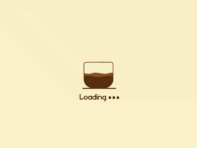 an illustration of a cup of coffee and the words loading