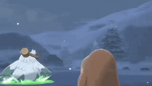 a pokemon is being struck by a wooden block in a video game