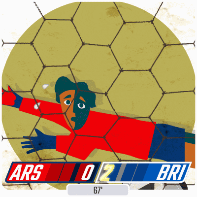 a cartoon of a soccer goalie with ars 0 2 bri written on the bottom