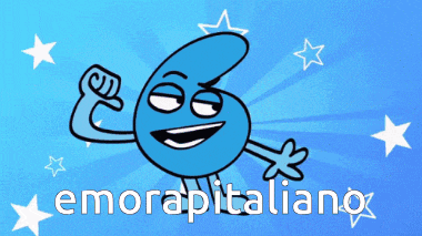 a cartoon drawing of a number six with the word emorapitaliano written on the bottom