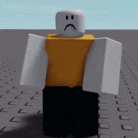 a roblox character with a sad face and a yellow shirt