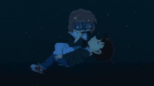 a cartoon of a man carrying a woman in the dark